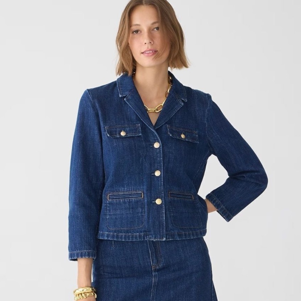 J crew Denim blazer-jacket in resin wash 6